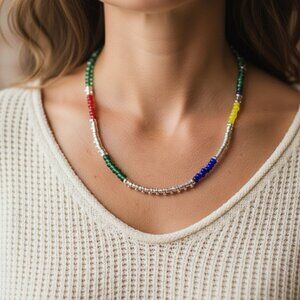 UNOde50 Alga Sea Necklace Multicolor Indonesian Crystal Silver Plated Retired